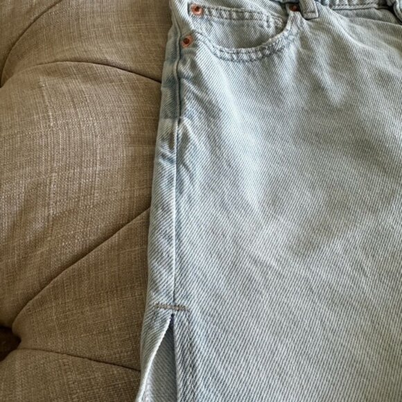 Garage Blue Jean Shorts with Distressed Raw Hem - Picture 5 of 7